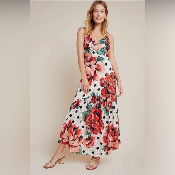 Farm Rio Riviera Eyelet Maxi Dress Size 10 - Picture 1 of 11
